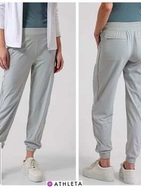 Athleta Brooklyn Textured Jogger City Stripe Coast Grey Size 8 Like New